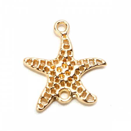 Zinc Based Alloy Ocean Jewelry Connectors Star Fish Gold Plated Filigree 22mm x 20mm, 10 PCs