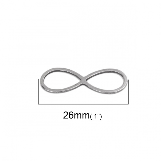 Immagine di 304 Acciaio Inossidabile Connettori Telaio Simbolo di Infinito Tono Argento Filigrana 26mm x 9mm, 20 Pz