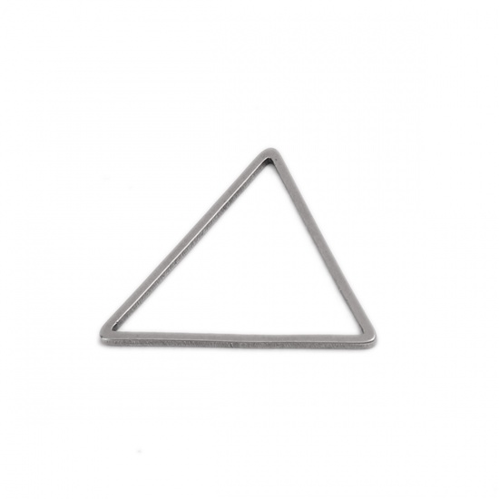 Image de Connecteurs de Cadre en 304 Acier Inoxydable Triangle Argent Mat Creux à Strass 23mm x 20mm, 20 Pcs