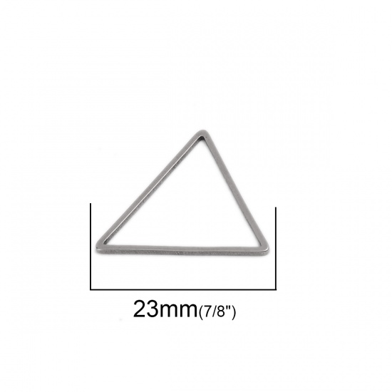 Immagine di 304 Acciaio Inossidabile Connettori Telaio Triangolo Tono Argento Filigrana 23mm x 20mm, 20 Pz