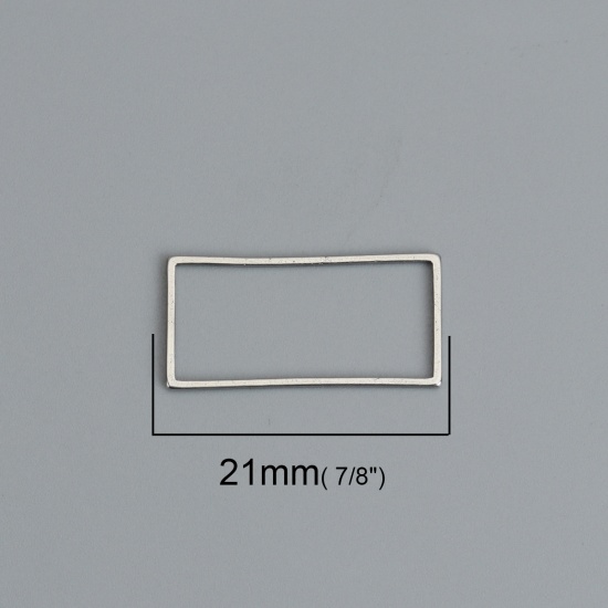 Immagine di 304 Acciaio Inossidabile Connettori Telaio Rettangolo Tono Argento Filigrana 21mm x 10mm, 20 Pz
