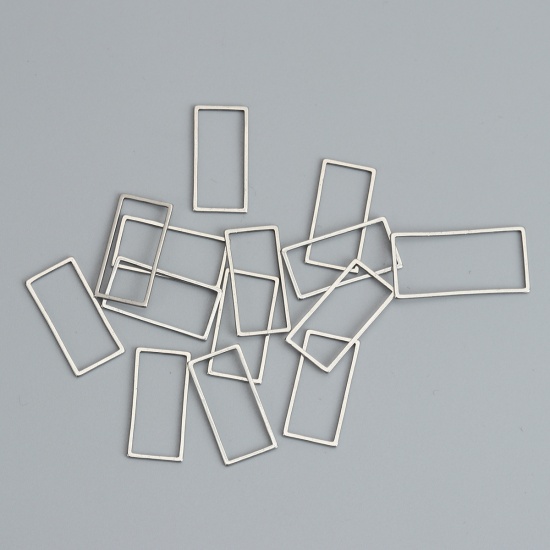 Immagine di 304 Acciaio Inossidabile Connettori Telaio Rettangolo Tono Argento Filigrana 21mm x 10mm, 20 Pz