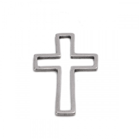 304ステンレス鋼 フレームコネクタ  クロス シルバートーン 透かし 21mm x 14mm、 20