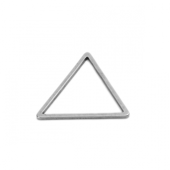 Immagine di 304 Acciaio Inossidabile Connettori Telaio Triangolo Tono Argento Filigrana 18mm x 16mm, 20 Pz