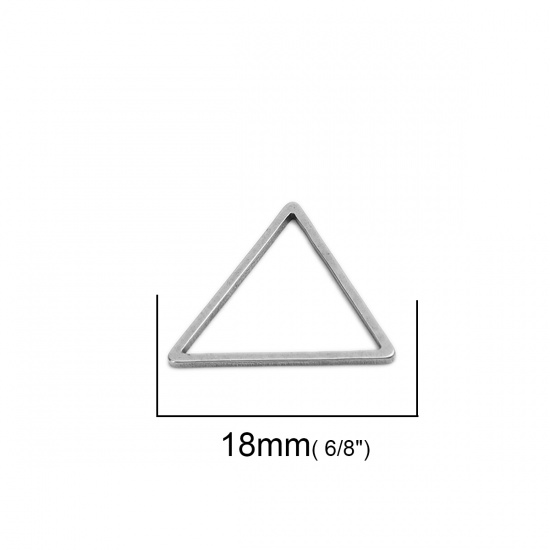 Immagine di 304 Acciaio Inossidabile Connettori Telaio Triangolo Tono Argento Filigrana 18mm x 16mm, 20 Pz