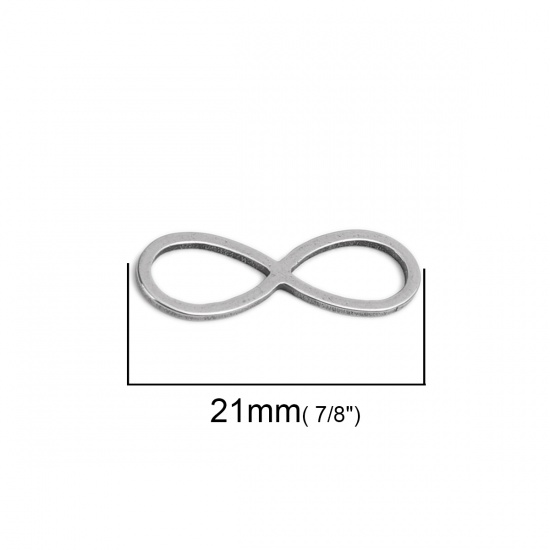 Immagine di 304 Acciaio Inossidabile Connettori Telaio Simbolo di Infinito Tono Argento Filigrana 21mm x 7mm, 20 Pz