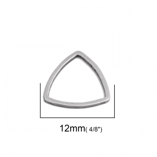 Immagine di 304 Acciaio Inossidabile Connettori Telaio Triangolo Tono Argento Filigrana 12mm x 12mm, 20 Pz