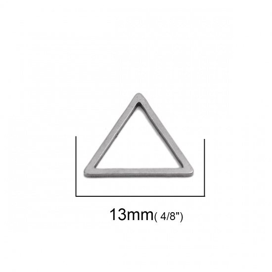 Immagine di 304 Acciaio Inossidabile Connettori Telaio Triangolo Tono Argento Filigrana 13mm x 12mm, 20 Pz