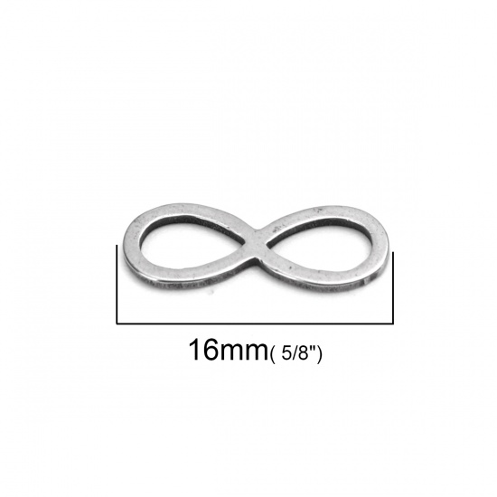 Immagine di 304 Acciaio Inossidabile Connettori Telaio Simbolo di Infinito Tono Argento Filigrana 16mm x 6mm, 20 Pz