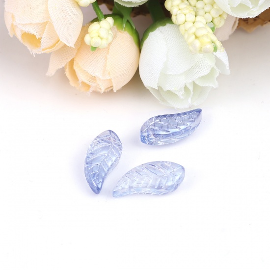 Bild von Glas Perlen Blätter Livid ca. 16mm x 8mm, Loch: 0.9mm, 50 Stück