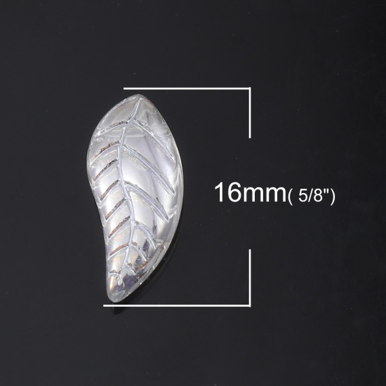Bild von Glas Perlen Blätter Weiß AB Farbe ca. 16mm x 8mm, Loch: 0.9mm, 50 Stück