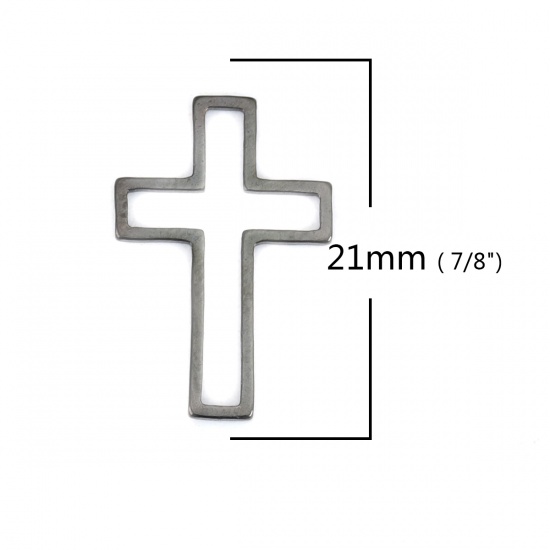 Picture of 304 Stainless Steel Frame Connectors Cross Black Hollow 21mm x 14mm, 10 PCs