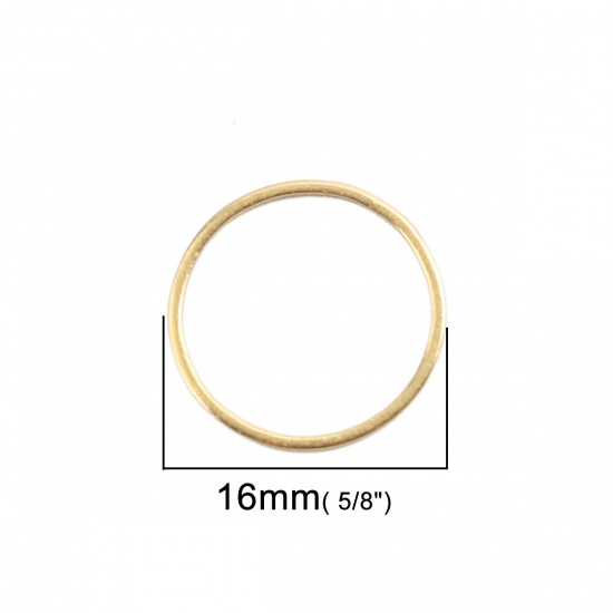 Picture of 0.8mm Stainless Steel Closed Soldered Jump Rings Findings Round Gold Plated 16mm Dia., 10 PCs