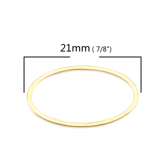 Picture of 304 Stainless Steel Frame Connectors Oval Gold Plated Hollow 21mm x 12mm, 10 PCs