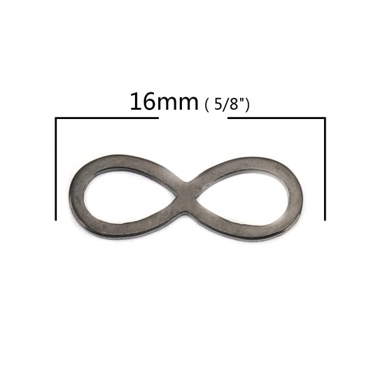 Immagine di 304 Acciaio Inossidabile Connettori Telaio Simbolo di Infinito Nero Filigrana 16mm x 6mm, 10 Pz