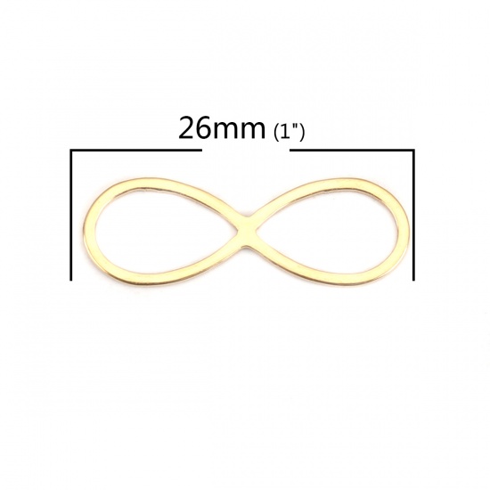 Immagine di 304 Acciaio Inossidabile Connettori Telaio Simbolo di Infinito Oro Placcato Filigrana 26mm x 9mm, 10 Pz