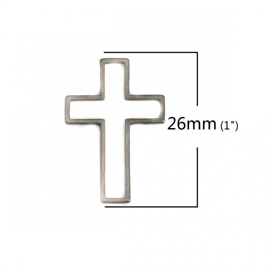 Picture of 304 Stainless Steel Frame Connectors Cross Black Hollow 26mm x 17mm, 10 PCs
