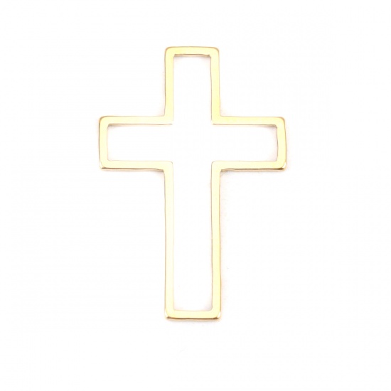 Immagine di 304 Acciaio Inossidabile Connettori Telaio Croce Oro Placcato Filigrana 26mm x 17mm, 10 Pz
