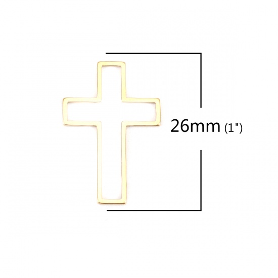 Immagine di 304 Acciaio Inossidabile Connettori Telaio Croce Oro Placcato Filigrana 26mm x 17mm, 10 Pz