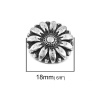 Изображение Цинковый Сплав Пуговицы с Ручкой Античное Серебро хризантема 18мм диаметр, 10 ШТ