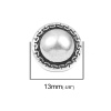Immagine di Lega di Zinco Gambo Bottone Tondo Argento Antico 13mm Dia, 10 Pz