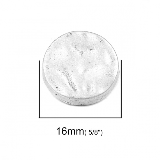 Picture of Zinc Based Alloy Sewing Shank Buttons Round Antique Silver Color 16mm Dia., 10 PCs