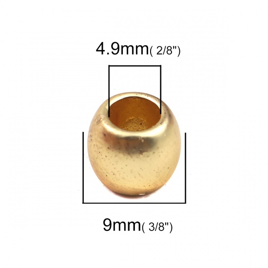 Imagen de Zamak Cuentas Tambor Oro Mate 9mm x 8mm, Agujero: Aprox 4.9mm, 10 Unidades