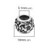 Immagine di Lega di Zinco Perline Tamburo Argento Antico Fiore Scolpisce Circa 11mm x 8mm, Foro:Circa 5.1mm, 10 Pz