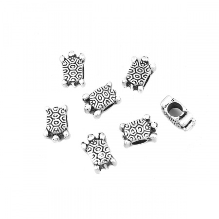 Lega di Zinco Perline Tartaruga Argento Antico Circa 13mm x 9mm, Foro:Circa 4.8mm, 10 Pz