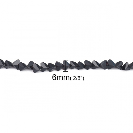 Picture of Glass Beads Triangle Black About 6mm x 6mm, Hole: Approx 1.3mm, 40cm(15 6/8") - 34cm(13 3/8") long, 1 Strand (Approx 120 - 80 PCs/Strand)