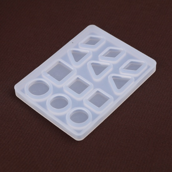 Immagine di Silicone Muffa della Resina per Gioielli Rendendo Geometrica Bianco 6.6cm x 4.9cm, 1 Pz