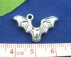 Picture of Zinc Based Alloy Charms Halloween Bat Animal Antique Silver Color 23x15mm( 7/8" x 5/8"), 30 PCs