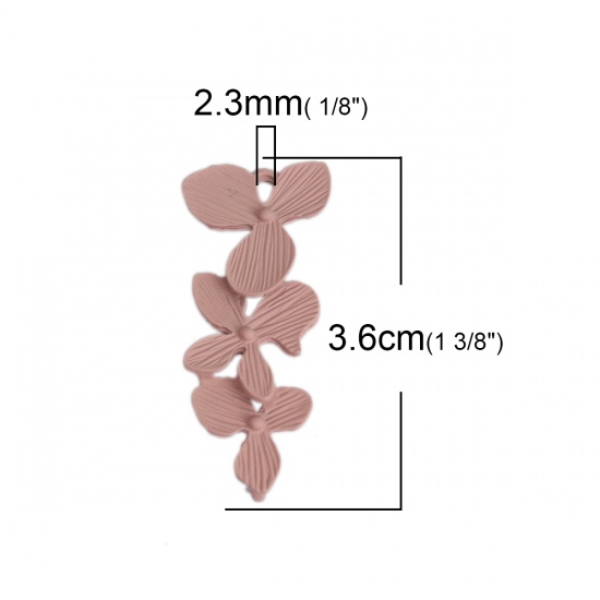 Изображение Цинковый Сплав Коннекторы фурнитуры Цветы Темно-розовый 36мм x 15мм, 10 ШТ