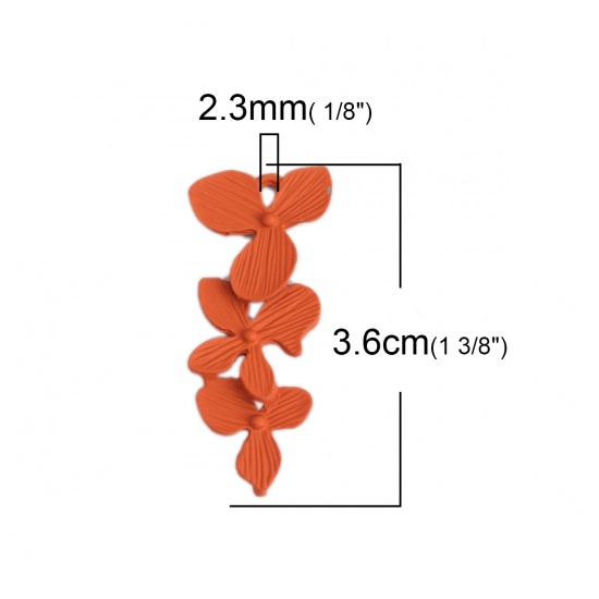 Изображение Цинковый Сплав Коннекторы фурнитуры Цветы Оранжево-красный 36мм x 15мм, 10 ШТ