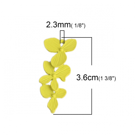 Изображение Цинковый Сплав Коннекторы фурнитуры Цветы Желтый 36мм x 15мм, 10 ШТ