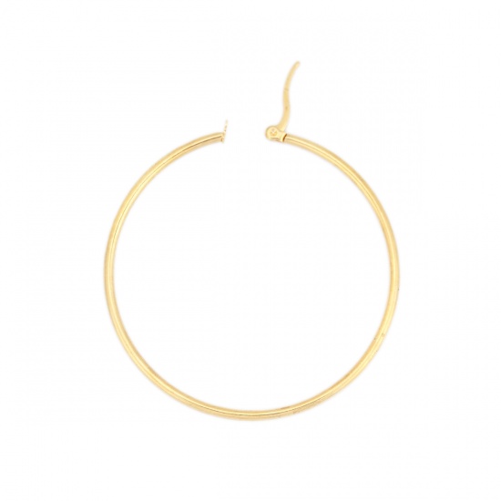 Picture of 304 Stainless Steel Hoop Earrings Gold Plated Round 5.5cm Dia., Post/ Wire Size: (17 gauge), 1 Pair