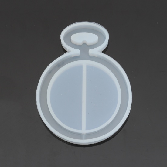 Immagine di Silicone Muffa della Resina per Gioielli Rendendo Orologio da Tasca Bianco 6.9cm x 5.3cm, 2 Pz