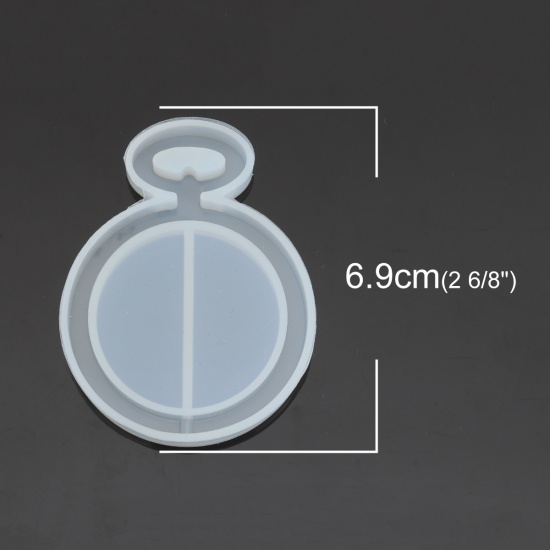 Immagine di Silicone Muffa della Resina per Gioielli Rendendo Orologio da Tasca Bianco 6.9cm x 5.3cm, 2 Pz