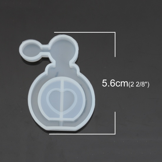 Immagine di Silicone Muffa della Resina per Gioielli Rendendo Bottiglie di Profumo Bianco 5.6cm x 4.3cm, 2 Pz