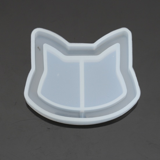 Immagine di Silicone Muffa della Resina per Gioielli Rendendo Gatto Bianco 5.2cm x 4.3cm, 2 Pz