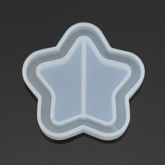 Picture of Silicone Resin Mold For Jewelry Making Flower White Star 5.1cm x 5cm, 2 PCs