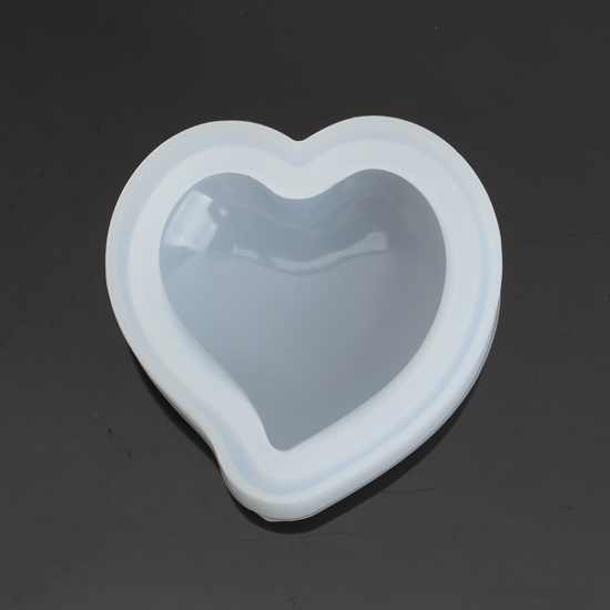 Immagine di Silicone Muffa della Resina per Gioielli Rendendo Cuore Bianco 6.5cm x 6.2cm, 1 Pz