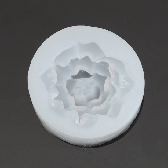 Immagine di Silicone Muffa della Resina per Gioielli Rendendo Tondo Bianco Fiore 42mm Dia. 2 Pz