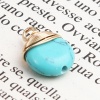 Picture of (Grade B) Turquoise ( Synthetic ) Charms Gold Plated Blue Round 15mm x 11mm, 1 Piece