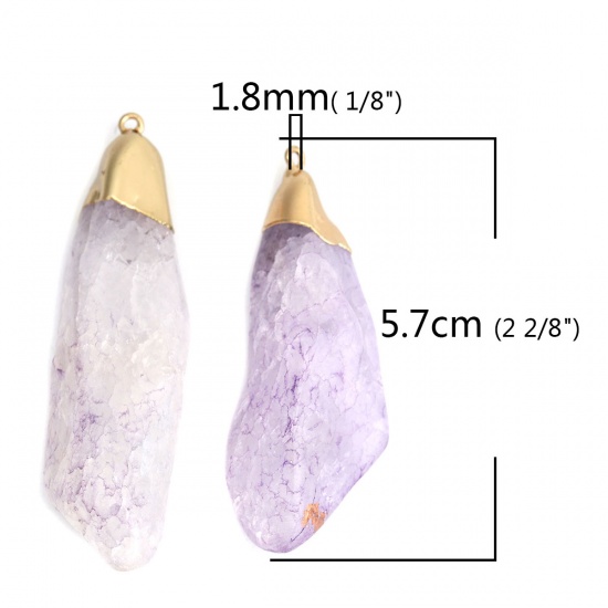 Picture of (Grade A) Crystal ( Natural ) Pendants Gold Plated Mauve Irregular 57mm x 23mm, 1 Piece