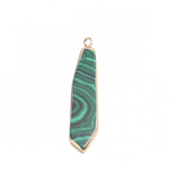 Picture of December Birthstone - (Grade B) Turquoise ( Natural ) Pendants Gold Plated Green Irregular 4.3cm x 1cm, 1 Piece