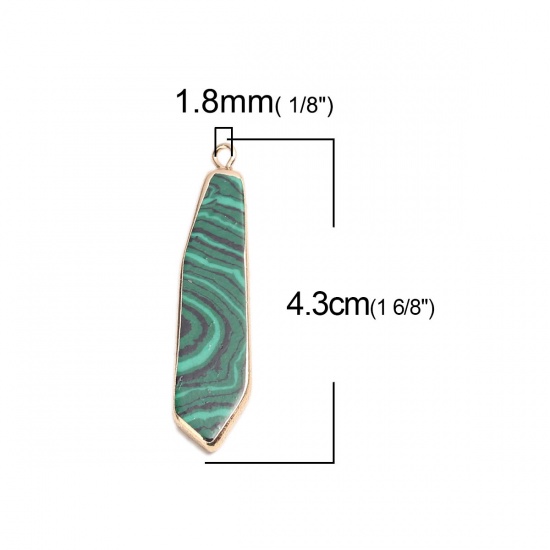 Picture of December Birthstone - (Grade B) Turquoise ( Natural ) Pendants Gold Plated Green Irregular 4.3cm x 1cm, 1 Piece
