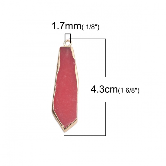 Immagine di (Grado B) Pietra ( Naturale ) Ciondoli Oro Placcato Rosso Irregolare 4.3cm x 1cm, 1 Pz