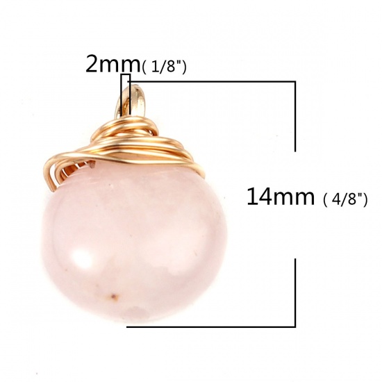 Picture of (Grade A) Crystal ( Natural ) Charms Gold Plated Light Pink Round 14mm x 10mm, 1 Piece