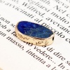 Image de Perles en Lapis-Lazuli Ovale Doré Env. 16mm x 10mm, Trou: env. 1.3mm, 1 Pièce